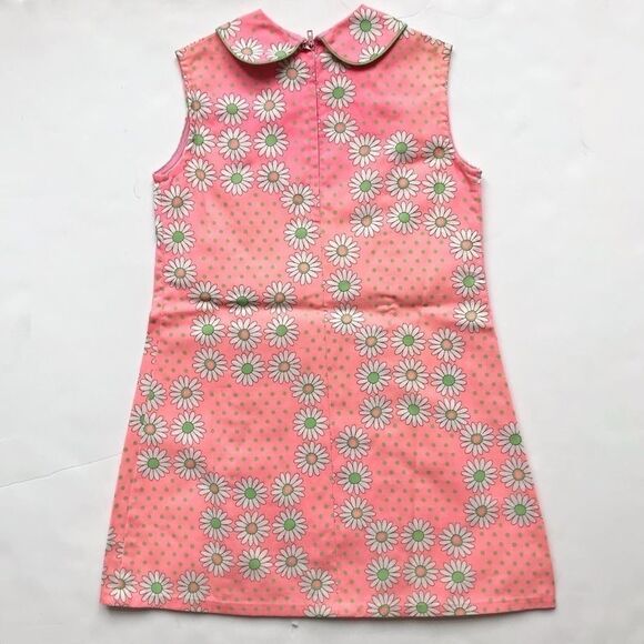 Vintage pink  70’s daisy collar dress fits 6/7Y - Picture 4 of 4